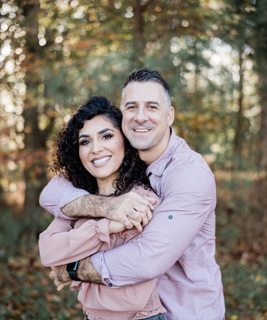 Mike and Vania hugging outdoors